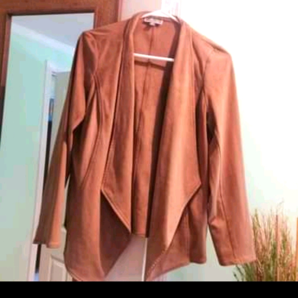 JM collection Brown faux suede cardigan